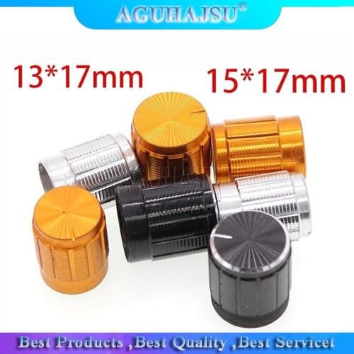 10PCS aluminum alloy 13*17mm 15*17mm potentiometer 13*17 15*17 knob rotation switch volume control knob black silvery