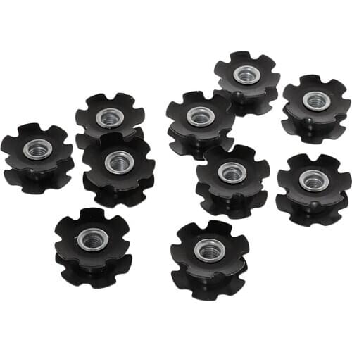 10pcs Metal Black Headset Flanged Star Nut Washer for 1-1/8' Threadless Fork Steerers Mountain MTB Bike Bicycle