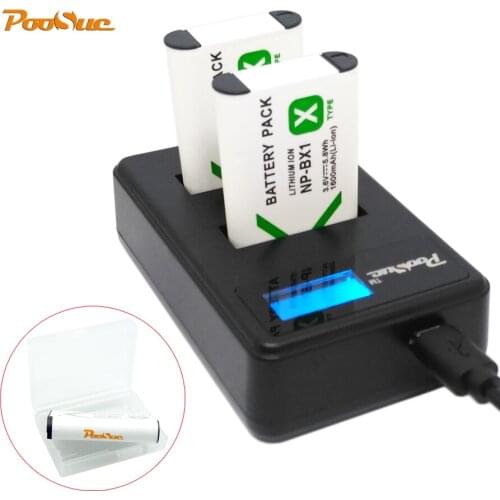 2Pcs NP BX1 NPBX1 Battery + LCD USB NP-BX1 battery Charger for Sony Cyber-shot DSC-HX80 RX100 H400 HX300 HX50V WX350 WX300 AS50