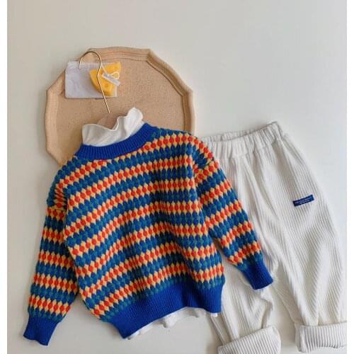 2020 Baby Clothes For Girls Boys Stripe Pullovers Knitted Sweater O-neck Sweaters For Teens Childrens Sweater Christmas Gift