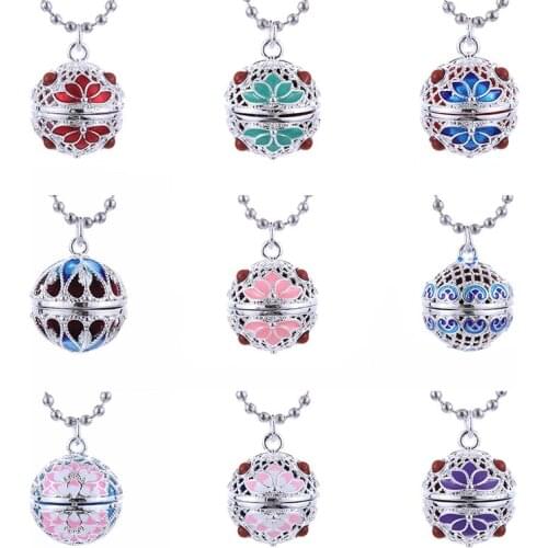 2021 Hot New Luxury Style Pattern Diffuser Necklace Perfume Aromatherapy Open Spherical Necklace Jewelry Suitable For Women