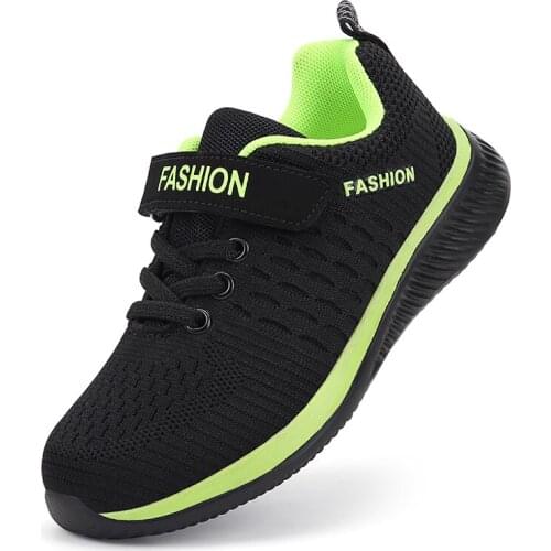 2021 Fashion Kids Sport Shoes Boys Hook&Loop Running Sneakers Breathable Mesh Casual Sneakers Children Walking Shoes 5-12 Years