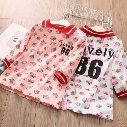 2021 Spring Autumn New 2 3 4 6 8 10 Years Children Cotton Long Sleeve Full Print Long Design Basic T-Shirt For Baby Kids Girls