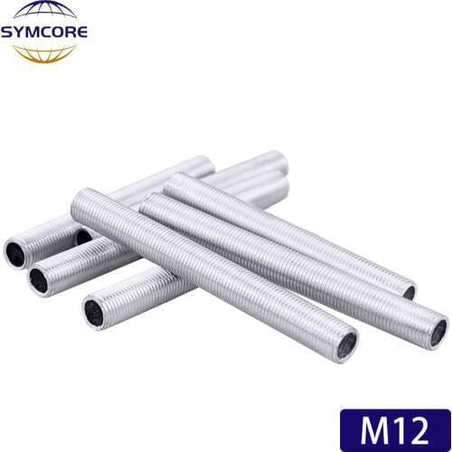 2P M12 hollow full tooth tube screw outer tooth tube straight tube straight rod screw nut chandelier table lamp galvanized screw