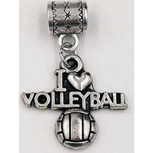 60 PCS Fashion Vintage I love Volleyball Charms Pendant Necklace & Bracelets Jewelry Accessories Fashion Gift Making