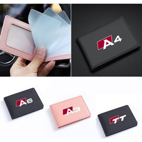 Car Leather Driving Documents Protective Case Bank Credit Card Holder For Audi A4 B6 B8 B7 A6 C5 C6 C7 A3 A5 Q3 Q5 Q7