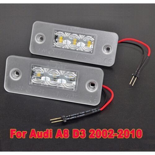 Car LED License Plate Light Number Plate Lamp Bulb for Audi A8 D3 2002 2003 2004 2005 2006 2007 2008 2009 2010 Auto Accessories
