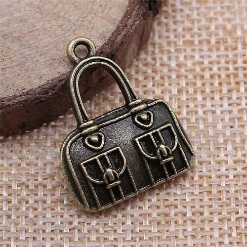 Free shipping 23pcs 20x26mm antique bronze handbag charms diy retro jewelry fit Earring keychain hair card pendant accessories