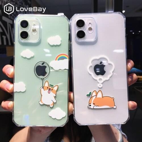 Cute Dog Cat Animal Couples Phone Case For iPhone 11 12 Pro Max X XR XS Max 7 8 Plus SE 2020 Lens Protected Soft TPU Back Cover