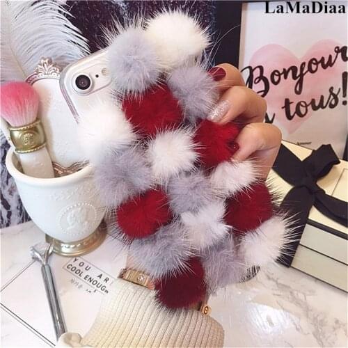 Fashion Fluffy Winter Plush Mink Hair Ball Clear Case For iphone X XS MAX XR Fur Plush Case For iphone 11 Pro MAX 6 6s 7 8 Plus