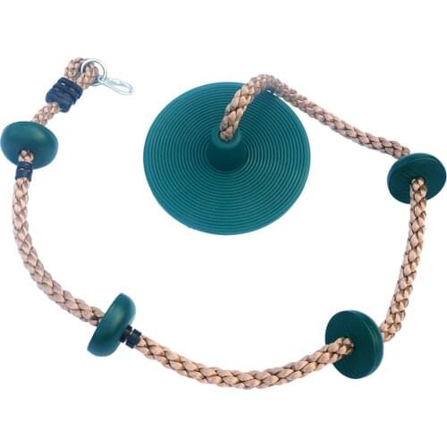 Children Climbing Rope with Disc Swing Kids Outdoor Backyard Playground Swing Blue Green