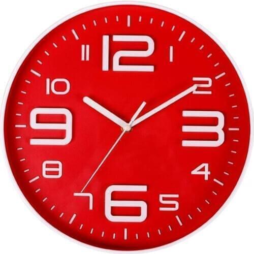 Indoor Big 3D Number Quartz Silent Non Ticking Wall Clock Quiet Movement Decorative Battery Operated 10 Inch Red