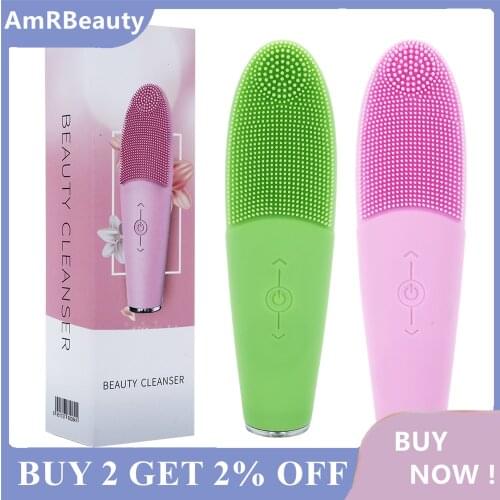 Electric Silicone Facial Brush Skin Care Brush 7 level Ultrasonic Vibration Pore Cleansing Washer Blackhead facial clean brush