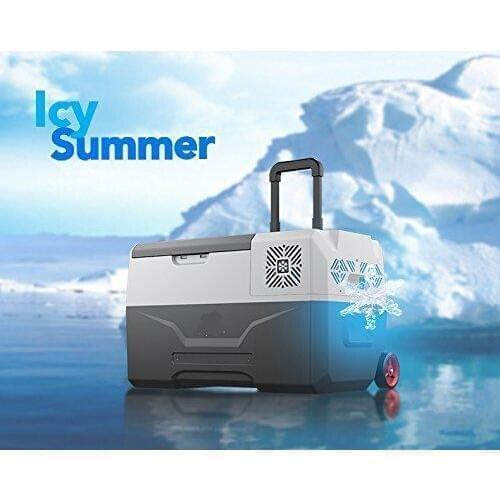 12v Electric Powered Cooler, Fridge Portable Refrigerator 30 Liter with Trolley Vehicle, Car, Truck, RV, Boat
