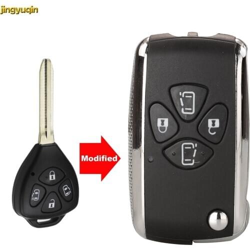 Jingyuqin Remote Car Key Fob Shell For Toyota Corolla RAV4 Camry Avlon 4 Buttons Modified Flip Case
