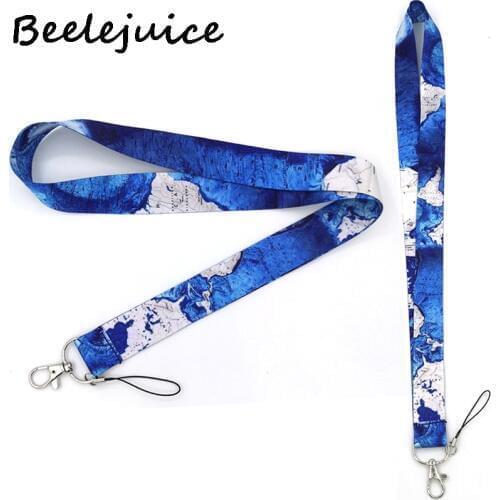 World map vintage Neck Strap Lanyard keychain Mobile Phone Strap ID Badge Holder Rope Key Chain Keyrings cosplay Accessory Gifts