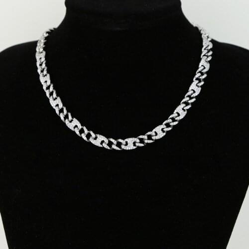 Iced out Curb Cuban women Necklace Chain with 5A cz paved Necklaces Women Davieslee Fashion Hip Hop Jewelry simple Wide Chain