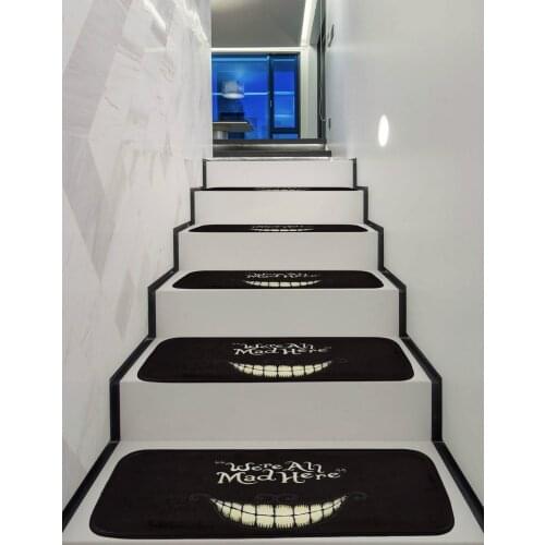 Stair Tread Carpet Big White Teeth Black Printing Coral Velvet Non-Slip Stair Rug 70X22Cm Stone Lavender Printing Staircase Mat