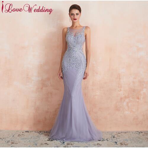 Mermaid Evening Dress Sleeveless Robe De Soiree Lilac Heavy Beaded Luxury Formal Evening Dress for Party Gown