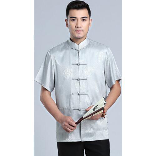 Male Shirt Chinese Traditional Wushu Clothing Men Short Sleeve Summer Tai Chi National Customs Man Morning Exercises Hanfu Tops