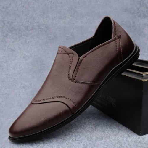 2021 Men Loafers Shoes Casual Leather Slip on Shoes Man Business Oxfords Party Wedding Formal Shoes Male Driving Flats Loafers