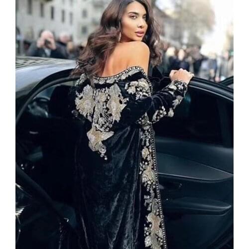 New Coat 2020 Black Long Sleeves Beading High Quality Vintage Vestios