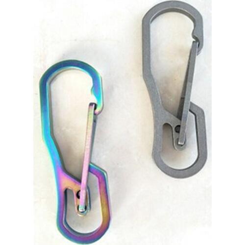 Outdoor Camping Equipment 100% TC4 Titanium Hanging Buckle Spring Keychain Carabiner EDC Multi-function Tool Backpack FW145