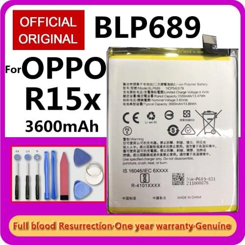 Original Replacement BLP689 Battery for OPPO R15x BLP 689 Mobile Phone 3.85V 3600mAh Rechargeable Lithium Batteries Free Tools