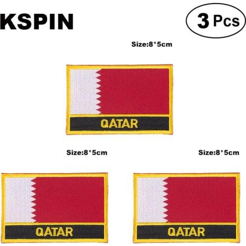 Qatar Rectangular Shape Flag patches embroidered flag patches national flag patches for clothing DIY Decoration