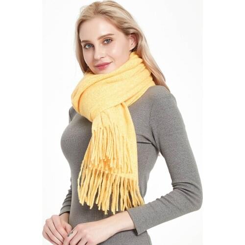 New Fashion Autumn and Winter Scarf Ladies Solid Color Long Tassel Thick Shawl Out Door Keep Warm for Couples