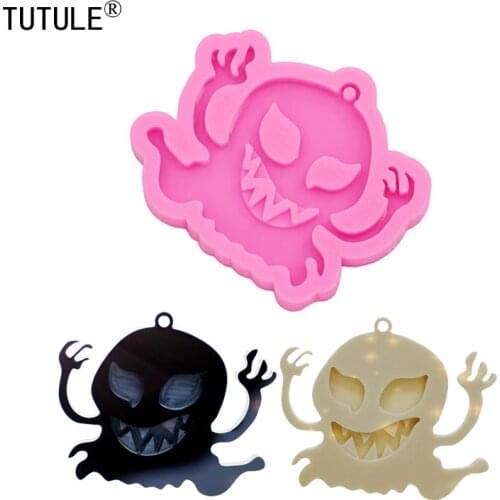 Shiny ghost Silicone Mold, necklace Keychain Epoxy Resin Polymer Clay Halloween silicone ghost Sug arcraft resin mold