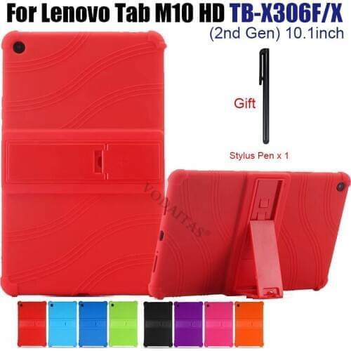 Silicon Case for Lenovo Tab M10 HD 2nd Gen Case 10.1 Inch TB-X306 Tablet Cover Funda Soft Folding Full Body Protect Stand Shell