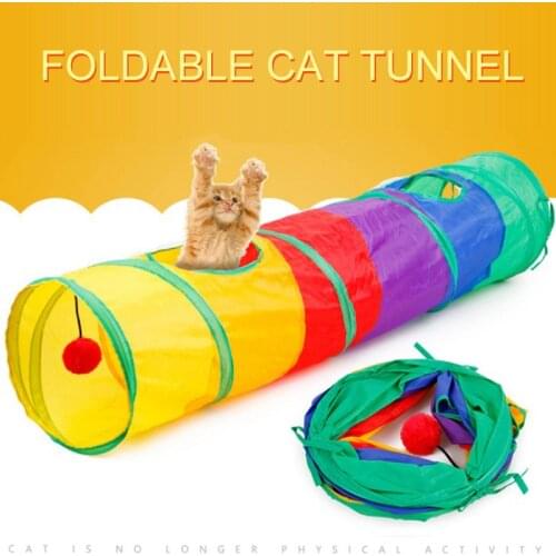 Foldable Pet Cat Tunnel Toys Kitten Rabbit Indoor Outdoor Hanging Training Ball Toys Tunnel Play Toys Tubes Cat Supplies