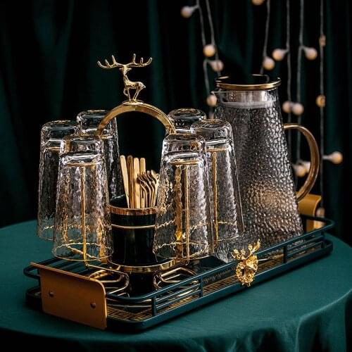 Light luxury afternoon tea set home living room Nordic glass can heat fruit teapot flower teacourse