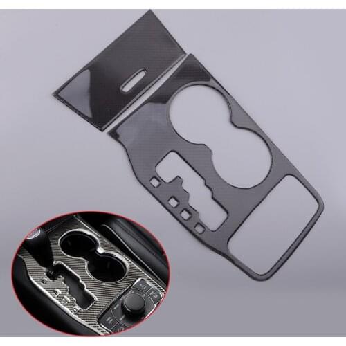 Carbon Fiber Car Console Cigarette Lighter Cover & Gear Shift Box Cup Holder Trim Fit for Jeep Grand Cherokee 2011 2012 2013