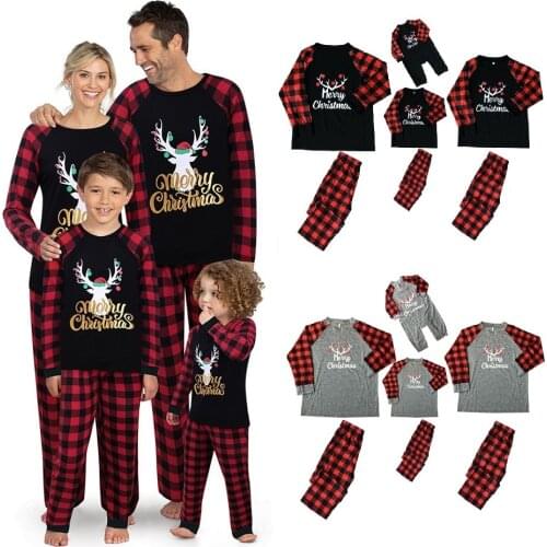 Plaid Christmas Family Matching Pajamas Set Tops+Pants 2pcs Father Mother Daughter Son Sleepwear Xmas Mommy and Me Pjs Clothes