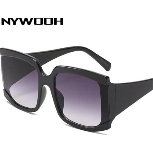 NYWOOH Vintage Square Sunglasses Women Men Oversized Gradient Sun Glasses Ladies Retro Big Frame Brand Eyewear UV400