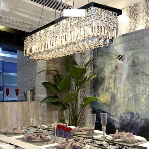 Upscale Modern Pendant L500mm Restaurant K9 Suspend LED Crystal Chandelier Light Bedroom Hanging Lamp For Dining Room