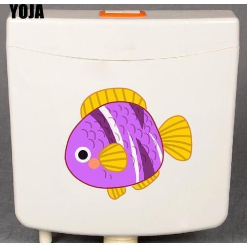 YOJA 21.8*18.3CM Aquatic Life Toilet Decal Cartoon Home Decor Wall Sticker Cute Fish T3-0948