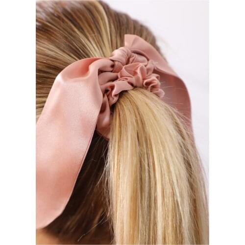 Silk Hair clasp Women Original 100% Pure Silk Bow Hair Rope Ties Scrunchie Multicolor Hair Band Ponytail Holder Headband