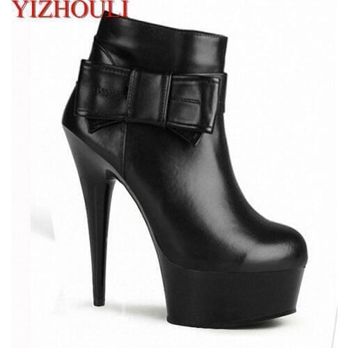 England style vintage bow 15cm women motorcycle boots platform ankle boots for womens shoes short boots