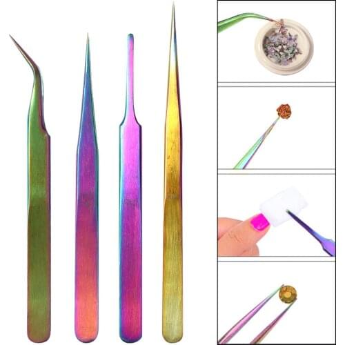 1PC Anti-static Stainless Steel Curved Straight Symphony Tweezer High-precision Selection Tool Drill Eyelash Extension Nail Tool