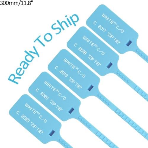 100PcsBlue 2018"ZIP TIE" Off Labels White Sneaker Brand Logo Hang Tags Seals in Stock Running Shoes Decoration 300mm/11.8"