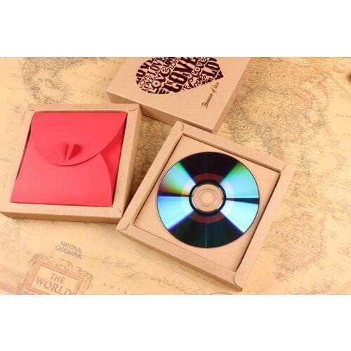 15.5*15.5*2.8cm High Quality Disc CD Sleeve Thick Kraft CD DVD Paper Box Cover Wedding jewelry CD Packaging Square Pack Box