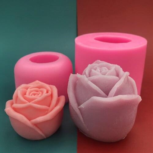 2 Pcs/Set Rose Flower Silicone Soap Mold Rose Aromatherapy Candle Molds DIY Gypsum Clay Craft Home Decoration