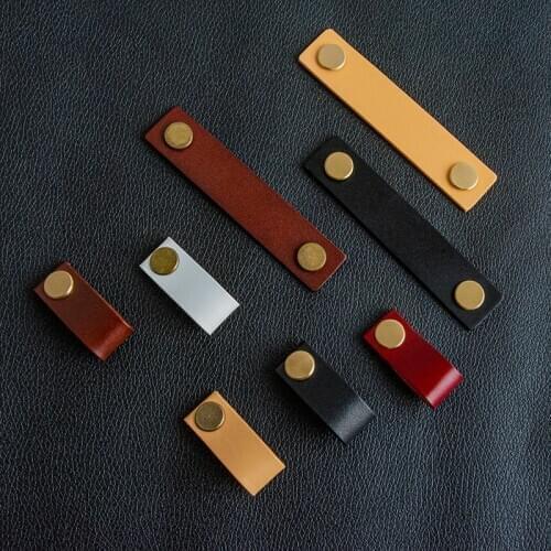 5 colors 96MM Furniture handle Genuine Leather Cabinet Handles Leather Drawer handles wardrobe handles