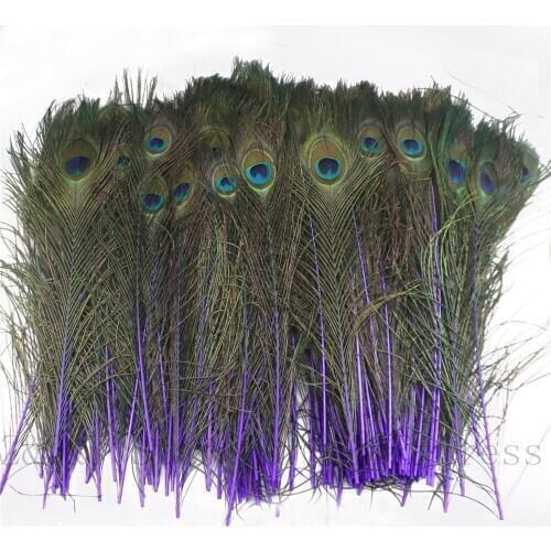 50-100PCS Natural 40-50CM (16-20 inches) Peacock Feather Dyed Deep Purple DIY Decoration Craft Accessories Feather