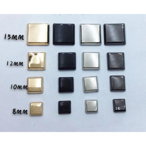 8-15mm Alloy Flat Square Mosaic Bracelet Rivet Cap Studs For Leather Craft Bag Shoe Wallet Punk Rock Trims Jewelry Accessories