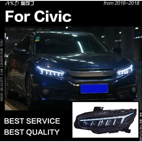 AKD Car Styling for Civic Headlights 2016-2018 All LED Headlight DRL Dynamic Signal Hid Head Lamp Bi Xenon Beam Auto Accessories