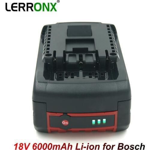 LERRONX BAT609 Replacement Rechargeable Battery 18V 6000mAh Li-ion for Bosch Cordless Drill Battery BAT622 BAT610G BAT618 BAT621